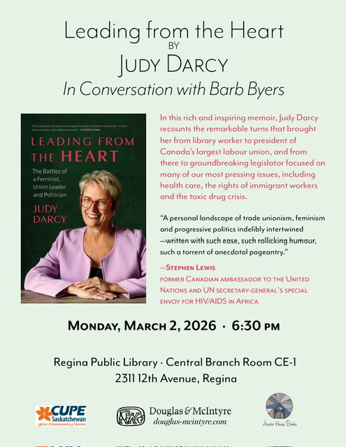 Regina Event: Leading from the Heart, by Judy Darcy