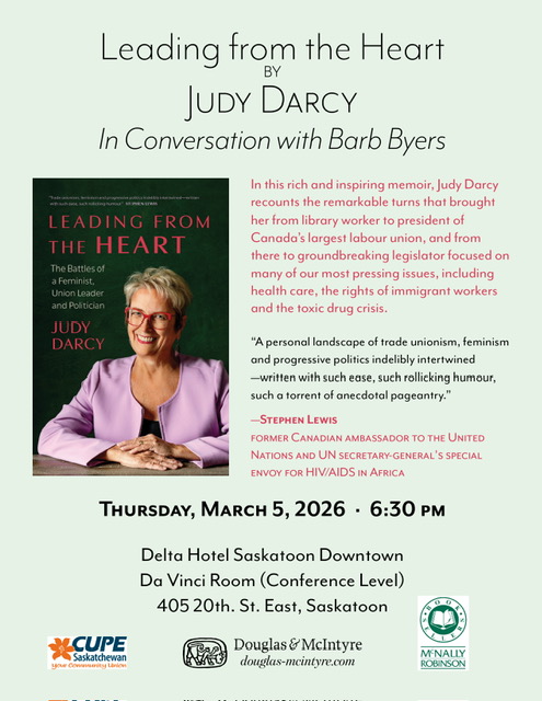 Saskatoon Event: Leading from the Heart, by Judy Darcy